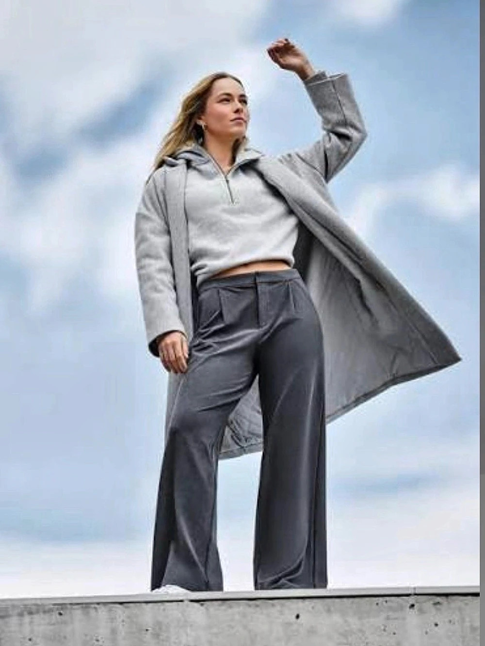 Vuori Soho Oversize Open Front Melton Overcoat.